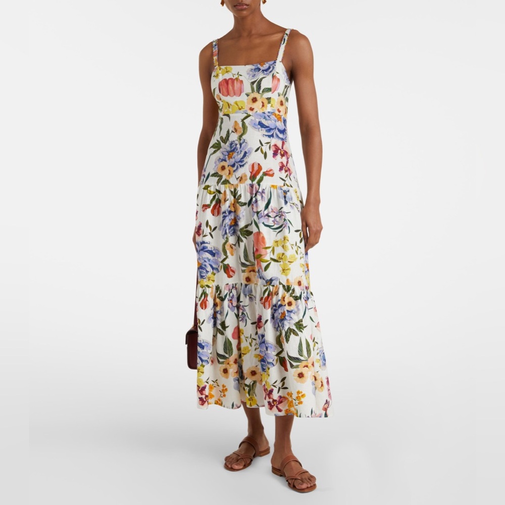 NWOT- FARM RIO Floral linen-blend midi dress Size Medium
